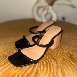 a new day Black and Tan Block Heel Sandals